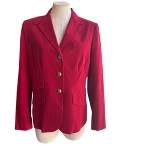 Lauren Ralph Lauren Petite 12 P Red Equestrian 90s Tailored Blazer Brass Buttons